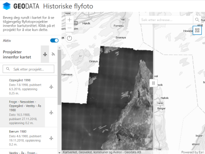 Historiske flyfoto og satellittbilder